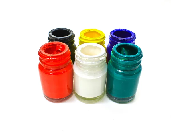 Bottles of poster paints — Stock Photo, Image