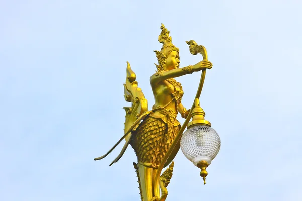 A golden Kinnari lighting pole — Stock Photo, Image