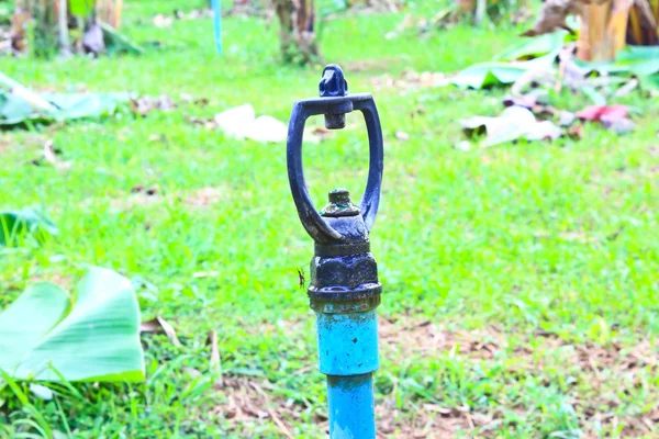 Sprinkler for agricultural water system in garden — Stock Photo, Image