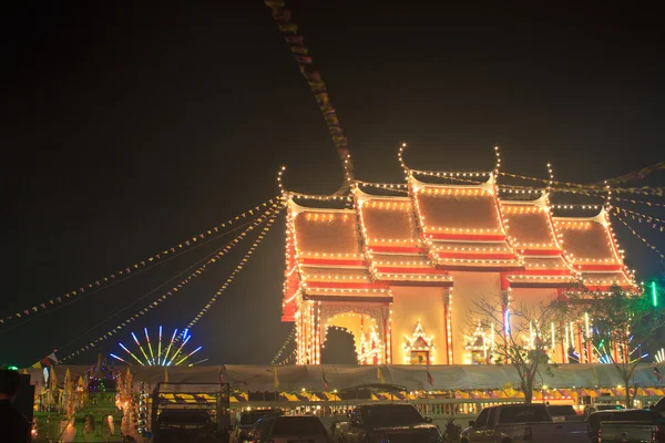 Nacht in der Tempelmesse, Thailand — Stockfoto