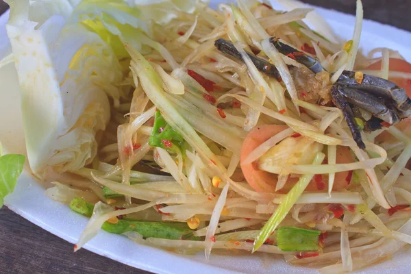 Grüne Papaya Salat Thai-Küche würzig köstlich — Stockfoto