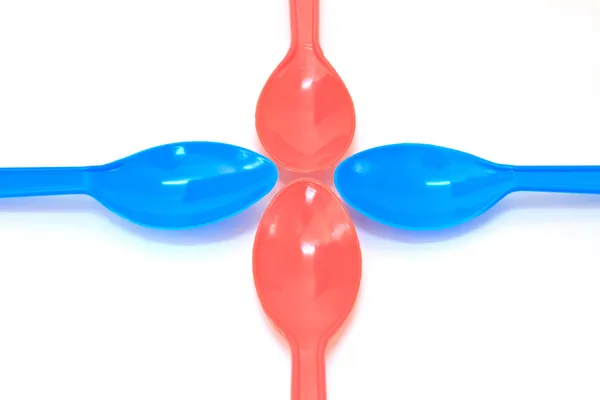 Cucchiaio colorato di plastica — Foto Stock