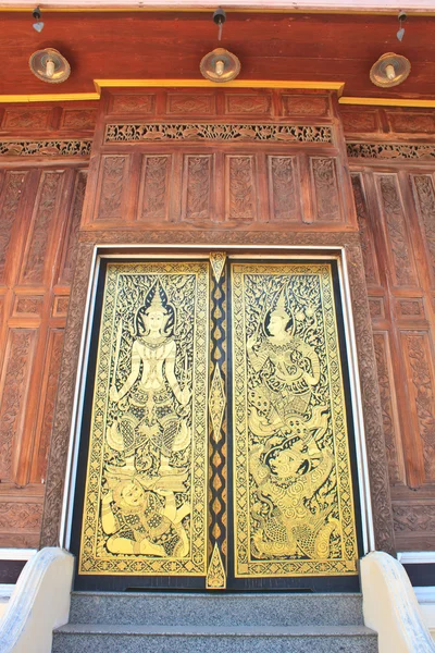 Traditional Thai style art gold painting pattern on the door — Stock Photo, Image