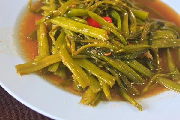 Mexer Espinafre de água frita — Fotografia de Stock