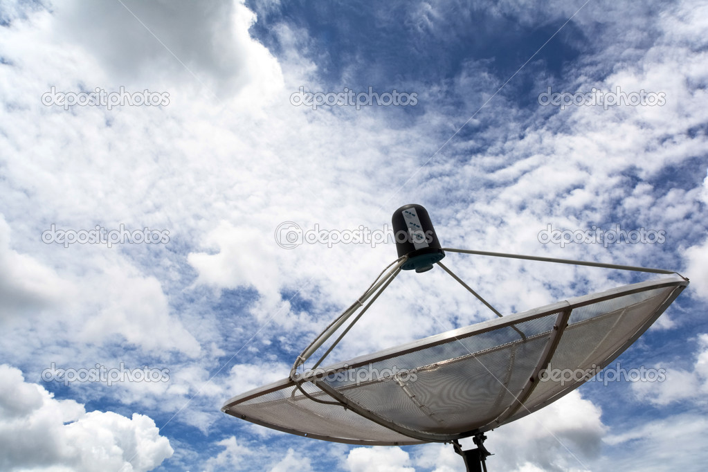 The Satellite dish on the roof With Blue Sky