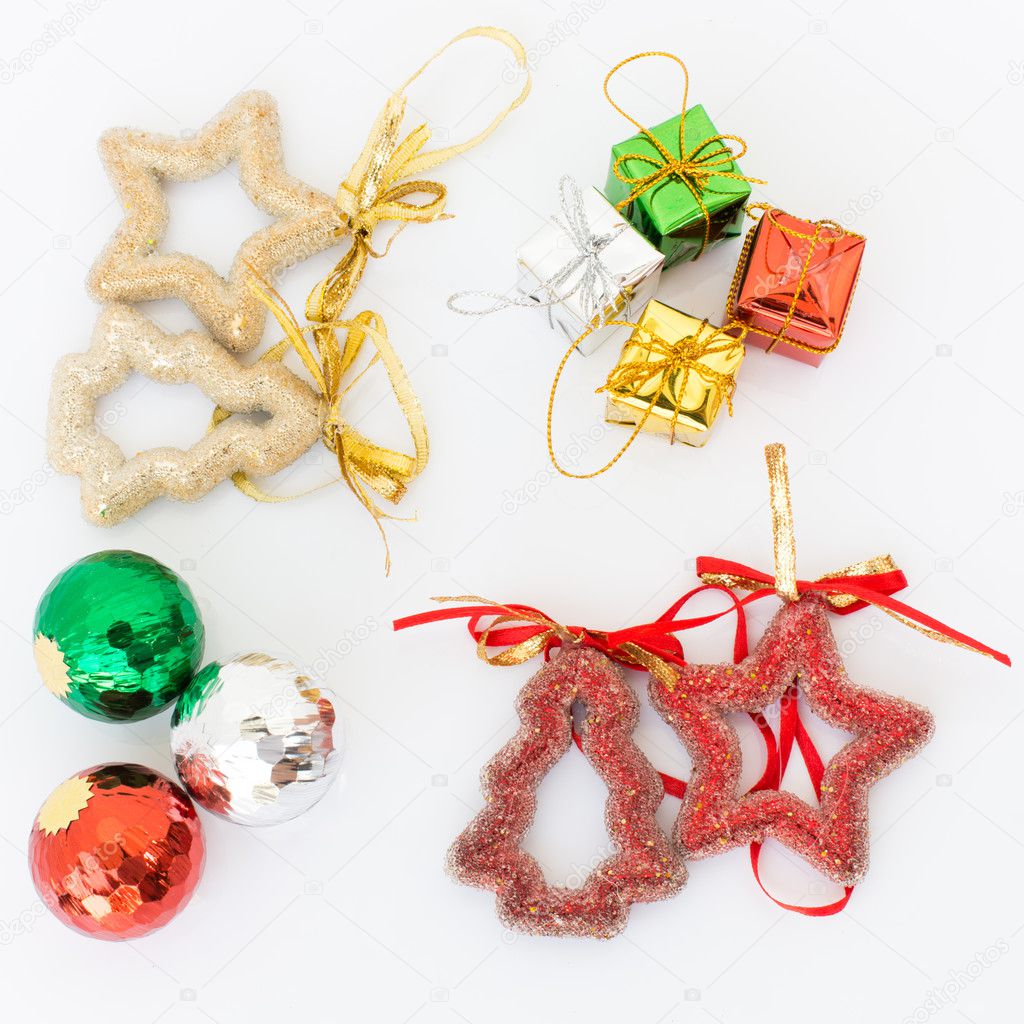 Christmas decorations and ornaments isolated