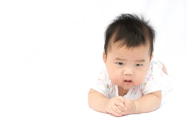 Asian baby girl on isolated white background — Stock Photo, Image