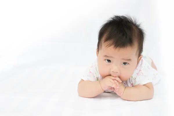 Asian baby girl on isolated white background — Stock Photo, Image