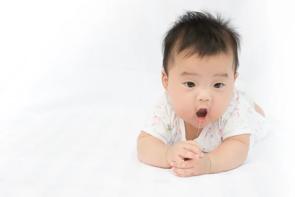 Asian baby girl on isolated white background — Stock Photo, Image