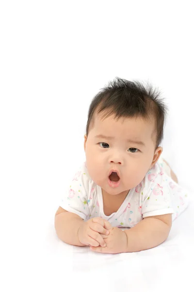 Asian baby girl on isolated white background — Stock Photo, Image