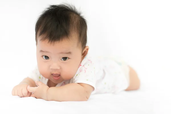 Asian baby girl on isolated white background — Stock Photo, Image