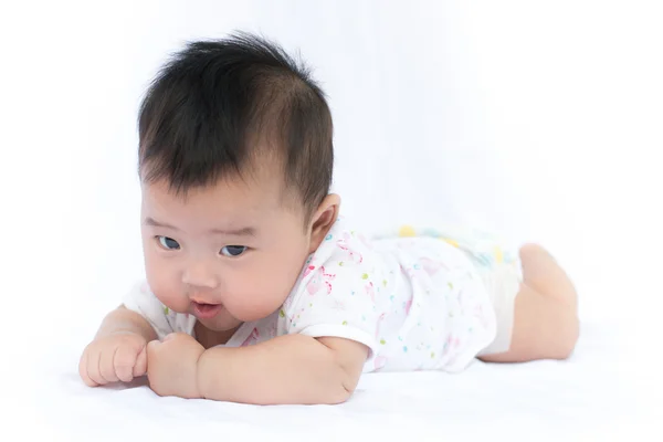 Asian baby girl on isolated white background — Stock fotografie