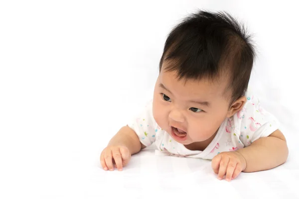 孤立的白色背景上的亚洲女婴 图库照片