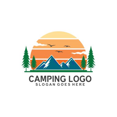 Kamp rozeti logo tasarım vektörü