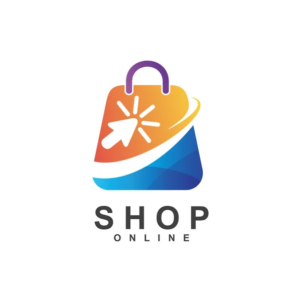 Online Shop Cursor Click Logo Design — Stock Vector