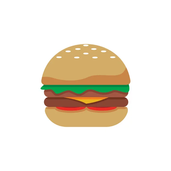 Burger Platt Logotyp Och Ikon Illustration Design Vektor — Stock vektor