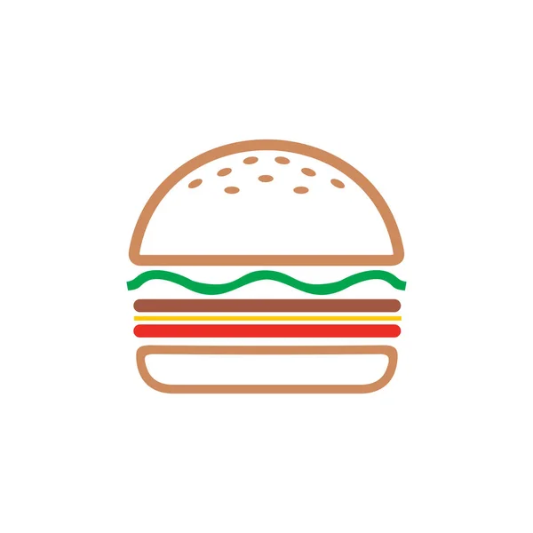 Burger Platt Logotyp Och Ikon Illustration Design Vektor — Stock vektor