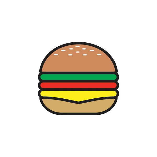 Burger Platt Logotyp Och Ikon Illustration Design Vektor — Stock vektor