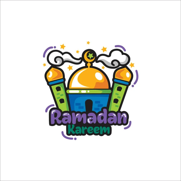 Ramadan Desain Logo Kartun Dalam Vektor - Stok Vektor