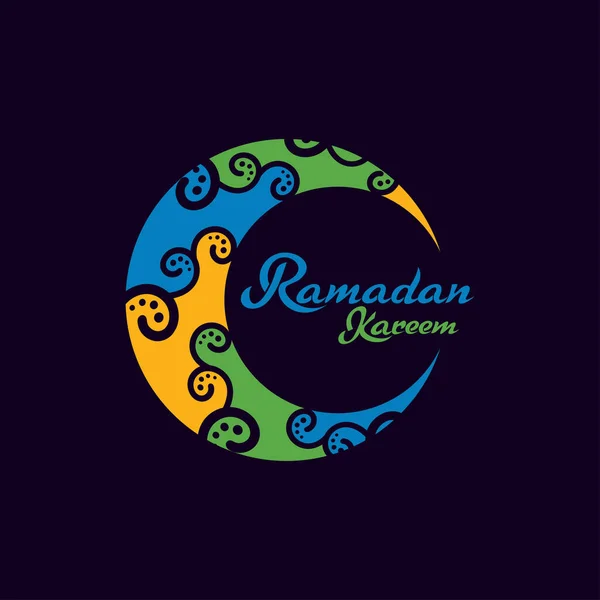 Croissant Lune Ramadan Coloré Logo Vecteur — Image vectorielle