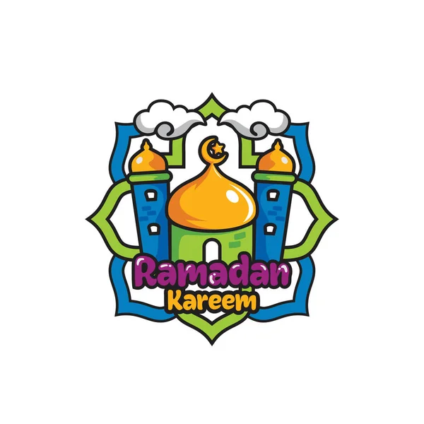 Desain Logo Masjid Ramadan Berwarna - Stok Vektor