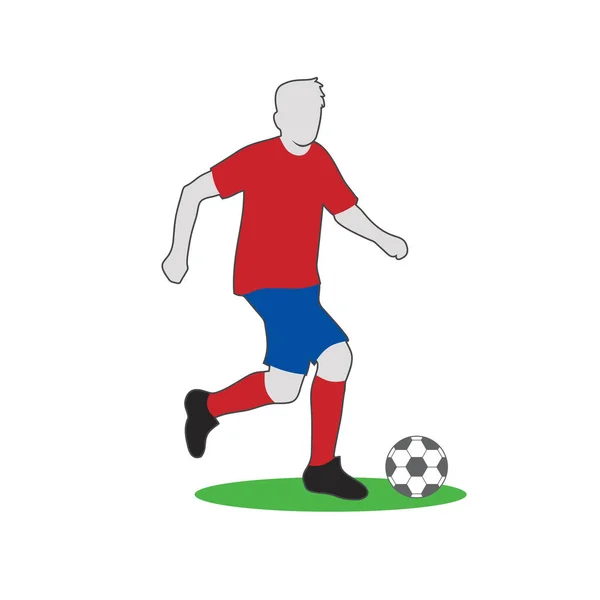 Mann Dribbelt Ball Fußball Illustrationsvektor — Stockvektor