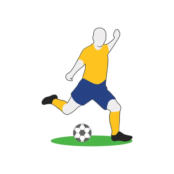 Mann Tritt Ball Fußball Illustrationsvektor — Stockvektor