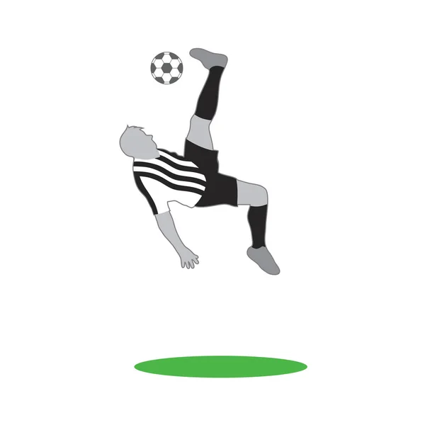 Mann Tritt Ball Fußball Illustrationsvektor — Stockvektor