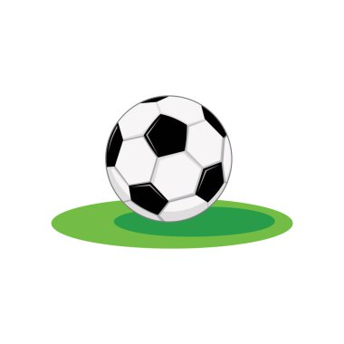 Çimenler üzerindeki futbol topu vektör içinde clipart illüstrasyon