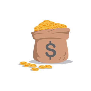 Para ve Altın Para Çuvalı Vektörü, Para Torbası Çizim Şablonu