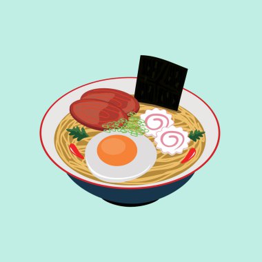 Japon Yemeği Ramen Eriştesi Çizim Vektörü Clipart