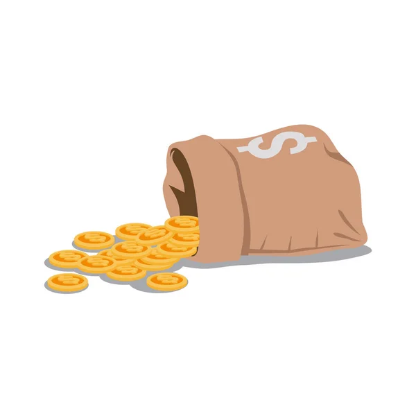 Σάκος Χρήματα Και Χρυσά Νομίσματα Διάνυσμα Τσάντα Των Κερμάτων Πρότυπο — Διανυσματικό Αρχείο