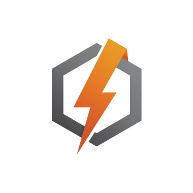 Vektörde Şimşek Altıgen Logosu