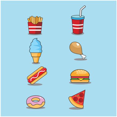 Yiyecek ve İçecek Çizgi Film Çizgi Roman Vektörü