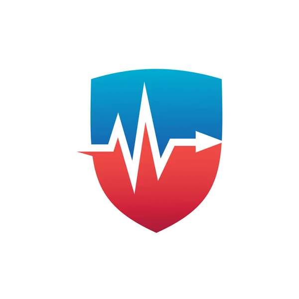Bouclier Avec Vecteur Logo Médical Battement Coeur — Image vectorielle