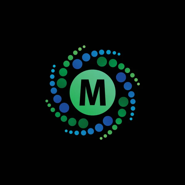 M harfi molekül logosu tasarımı