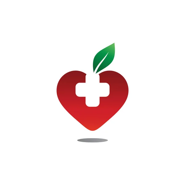Coeur Médical Avec Logo Croix — Image vectorielle