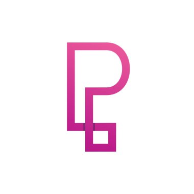 P Harfi Tek Satır Biçimli Logo Vektörü