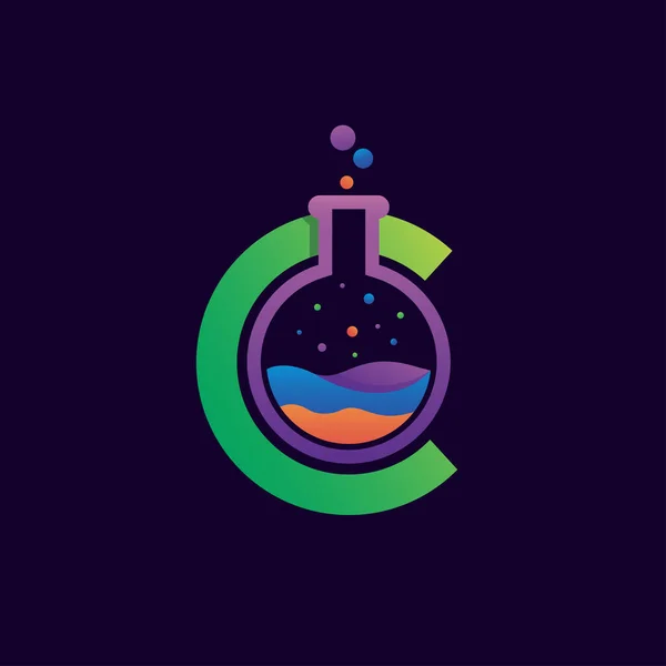 C harfi ve kimyasal cam tüp logosu