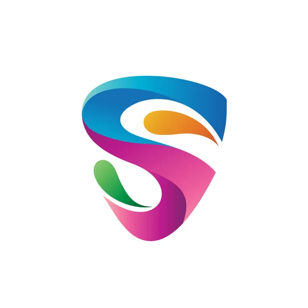Lettera Astratta Forma Scudo Logo Design — Vettoriale Stock