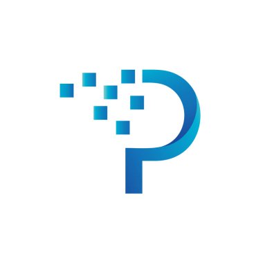P Piksel Logo Vektörü Harfi