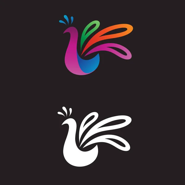 Renkli Tavuskuşu Logo Tasarım Vektörü