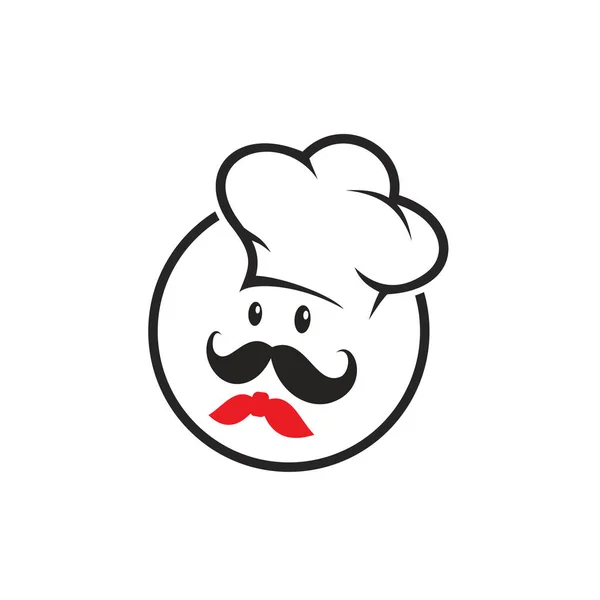 Chef Head Med Mustache Restaurang Tecknad Logotyp Design — Stock vektor