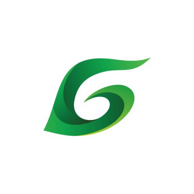 Yeşil Harf G Yaprak Logosu, Vektör İllüstrasyonu 