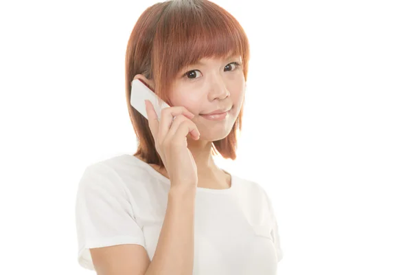 Donna con telefono cordless — Foto Stock