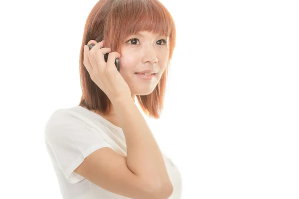 Woman holding cell phone — Stock Photo, Image