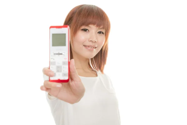 Woman with cordless phone — Stock Photo, Image