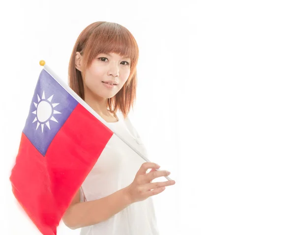 Tajwański flaga chińskiej gospodarstwa kobiece — Zdjęcie stockowe