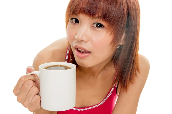 Wanita Asia dengan cangkir kopi — Stok Foto