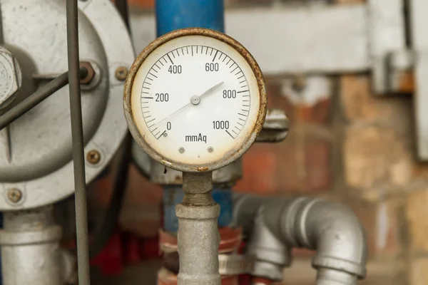 Pressure Gauge connected to Pipes — Stock Photo, Image